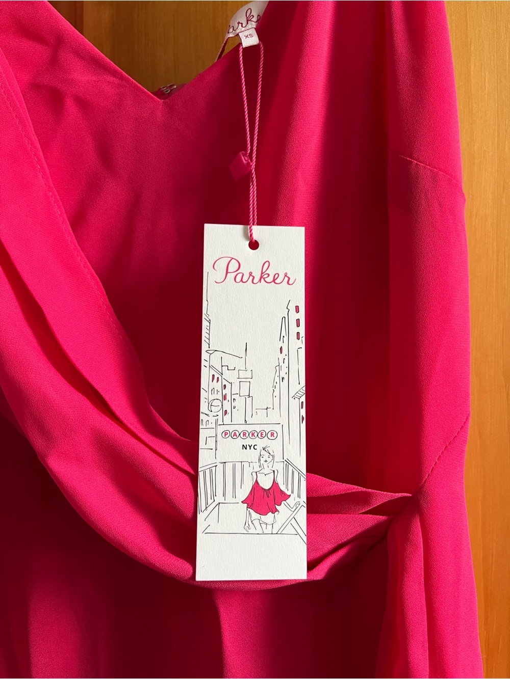 Parker Vibrant Fuchsia Draped V-Neck Dress